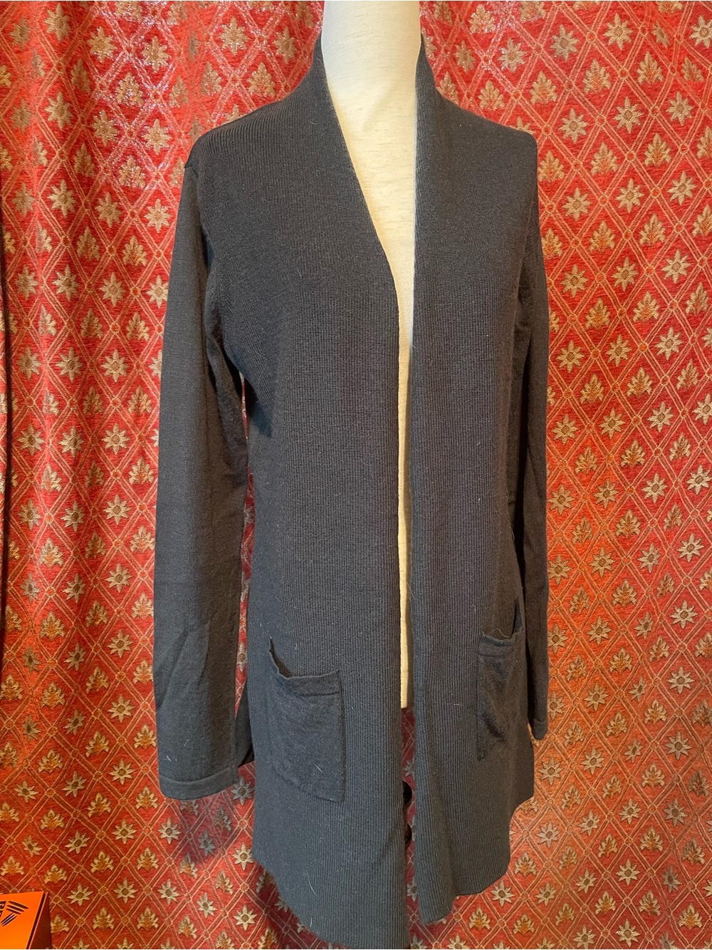 100% merino wool Orvis olive green cardigan